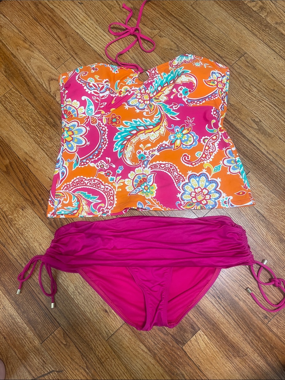 Apt. 9 Pink & Orange Paisley Tankini Set